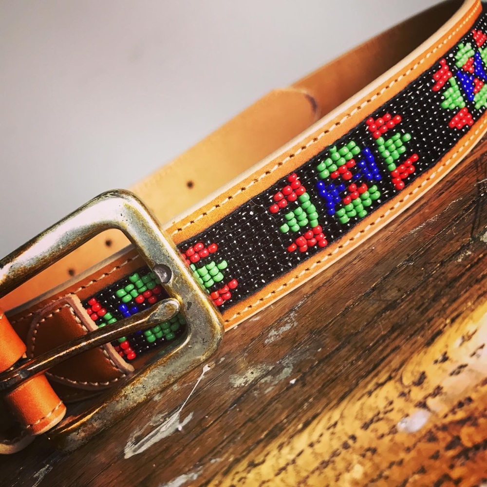 J. Crew Aztec Beaded Leather Belt